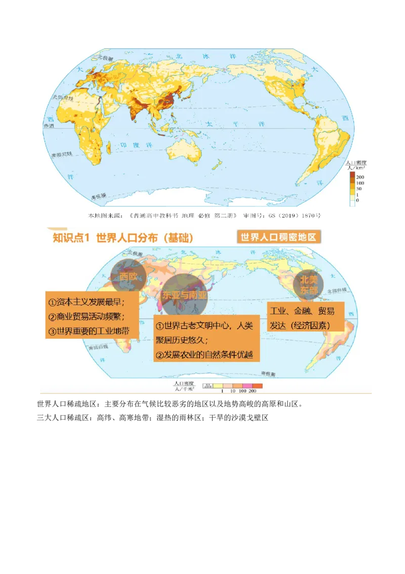 第20讲人口分布和人口容量（讲义）（原卷版）_9.2025地理总复习_2024年新高考资料_1.2024一轮复习_2024年高考地理一轮复习讲练测（新教材新高考）