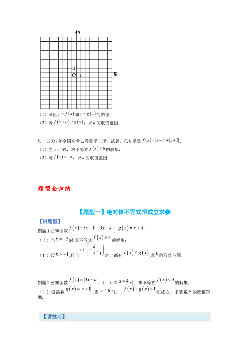 专题10-2不等式选讲题型归类（讲+练）-2023年高考数学二轮复习讲练测（全国通用）（原卷版）_2.2025数学总复习_赠品通用版（老高考）复习资料_二轮复习