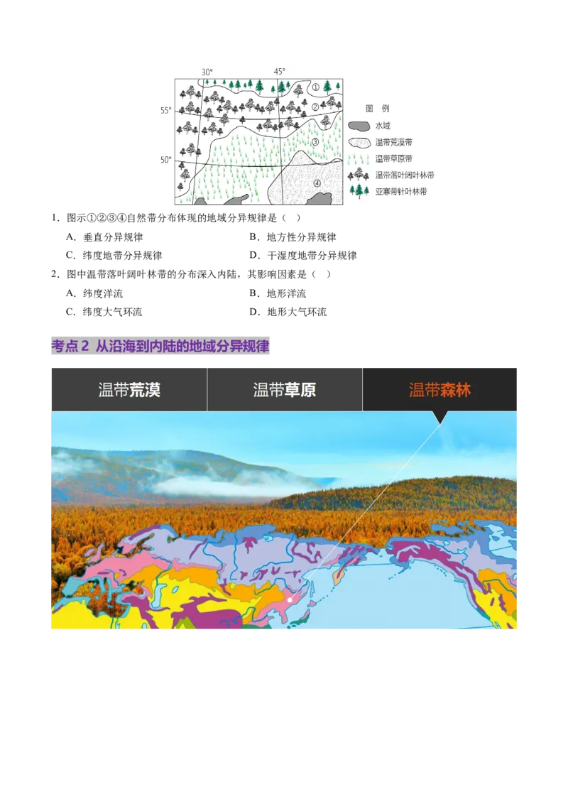 第18讲自然环境的地域差异性（讲义）（原卷版）_9.2025地理总复习_2025年新高考资料_一轮复习_2025年高考地理一轮复习讲练测（新教材新高考）