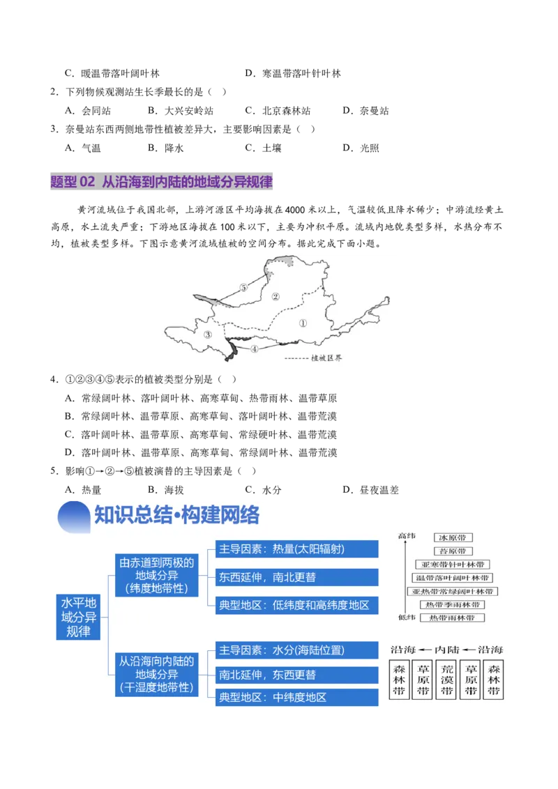 第18讲自然环境的地域差异性（讲义）（原卷版）_9.2025地理总复习_2025年新高考资料_一轮复习_2025年高考地理一轮复习讲练测（新教材新高考）