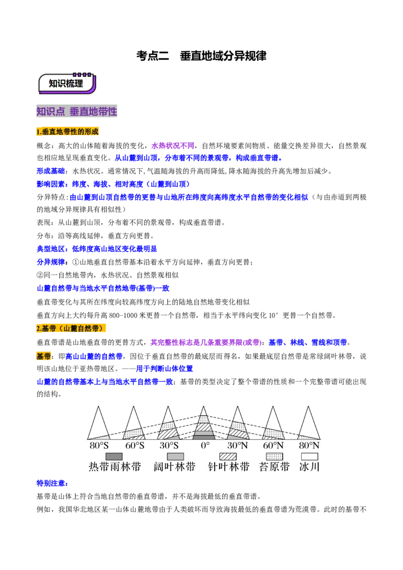 第18讲自然环境的地域差异性（讲义）（原卷版）_9.2025地理总复习_2025年新高考资料_一轮复习_2025年高考地理一轮复习讲练测（新教材新高考）