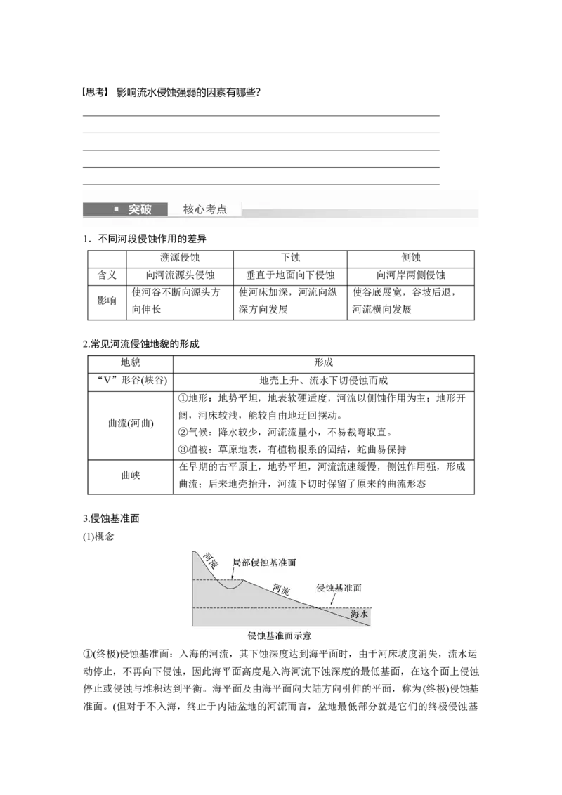 第一部分　第五章　第3讲　课时29　河谷的演变_9.2025地理总复习_2024年新高考资料_1.2024一轮复习_2024年高考地理一轮复习讲义（新人教版）_学生版在此文件夹_大一轮复习讲义