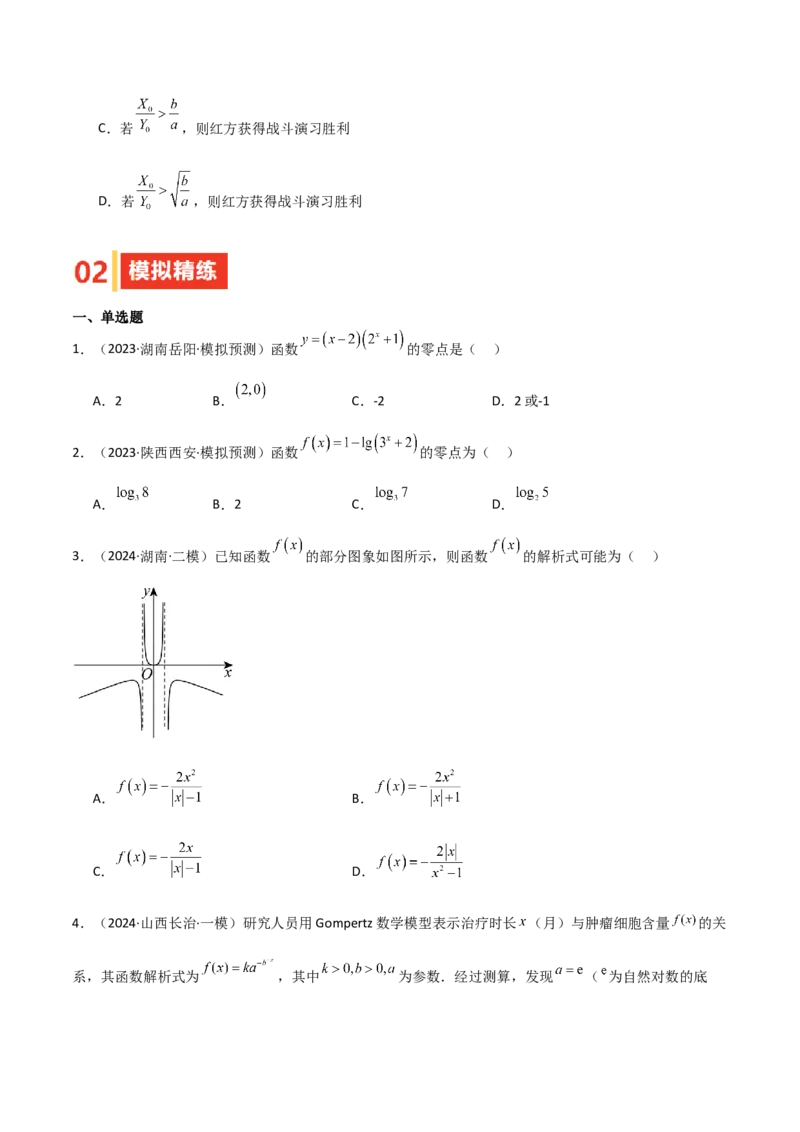专题09函数的图像函数的零点（八大题型+模拟精练）（原卷版）_2.2025数学总复习_2025年新高考资料_一轮复习_2025年高考数学一轮复习《重难点题型与知识梳理&bull;高分突破》（新高考专用）