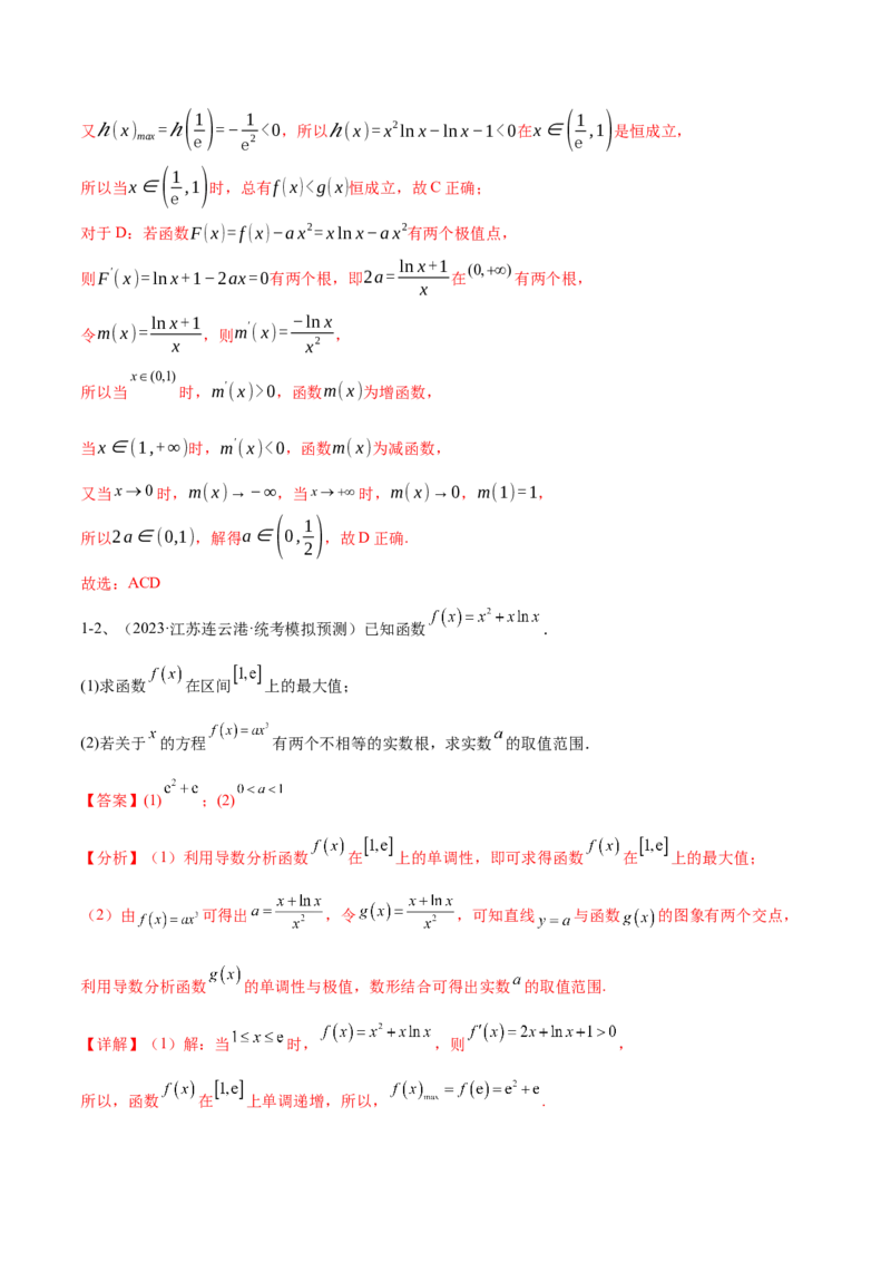 专题10导数的综合运用（解析版）_2.2025数学总复习_2024年新高考资料_2.2024二轮复习_2024年高三数学二轮优化提优专题训练