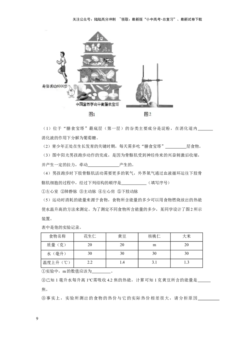 题型04图表分析（原卷版）_02中考总复习（2026版更新中）_08-生物-中考总复习_2024年中考复习资料_专项复习_备战2024年中考生物真题题源解密