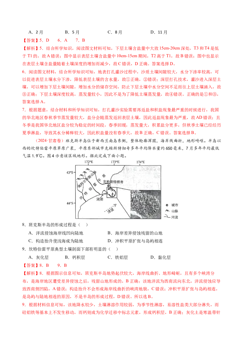 第16讲植被和土壤（练习）（解析版）_9.2025地理总复习_2025年新高考资料_一轮复习_2025年高考地理一轮复习讲练测（新教材新高考）