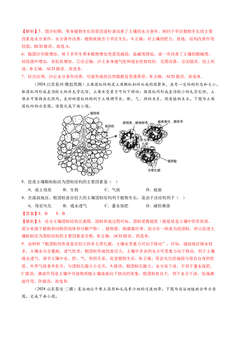 第16讲植被和土壤（练习）（解析版）_9.2025地理总复习_2025年新高考资料_一轮复习_2025年高考地理一轮复习讲练测（新教材新高考）
