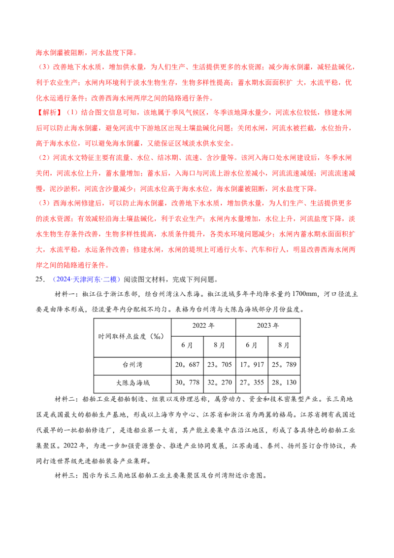 押题07地球上的水-备战2024年高考地理临考题型押题（辽宁卷）（解析版）_9.2025地理总复习_2024年新高考资料_5.2024三轮冲刺_备战2024年高考地理临考题号押题（辽宁卷）323128912