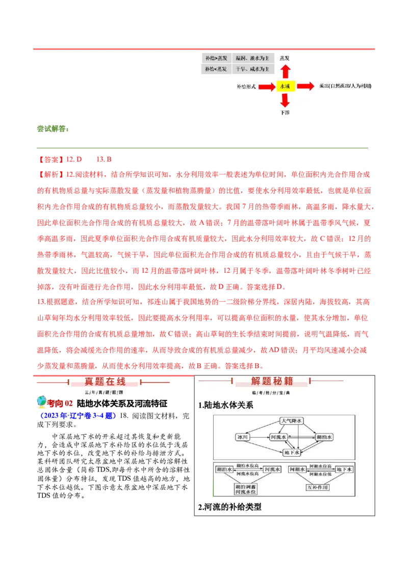 押题07地球上的水-备战2024年高考地理临考题型押题（辽宁卷）（解析版）_9.2025地理总复习_2024年新高考资料_5.2024三轮冲刺_备战2024年高考地理临考题号押题（辽宁卷）323128912
