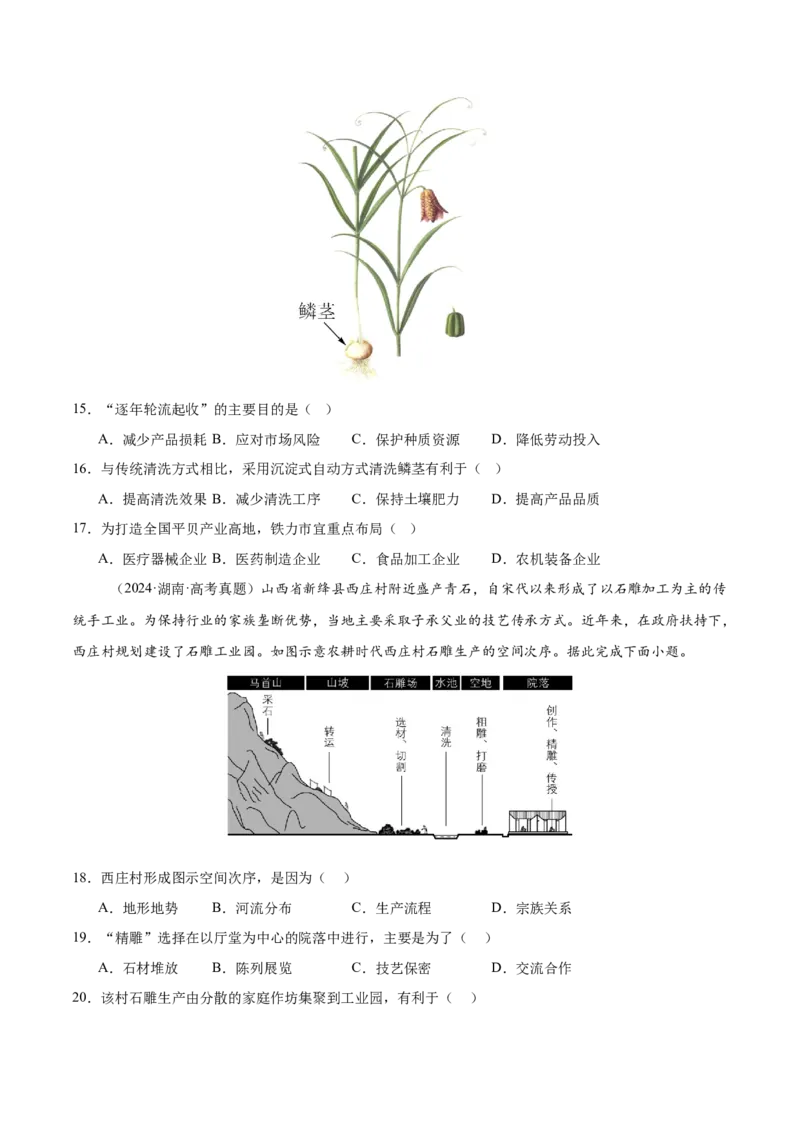 模块检测卷03（区域地理综合训练卷）-必刷题2025年高考地理一轮复习区域地理专项训练（原卷版）_9.2025地理总复习_2025年新高考资料_一轮复习
