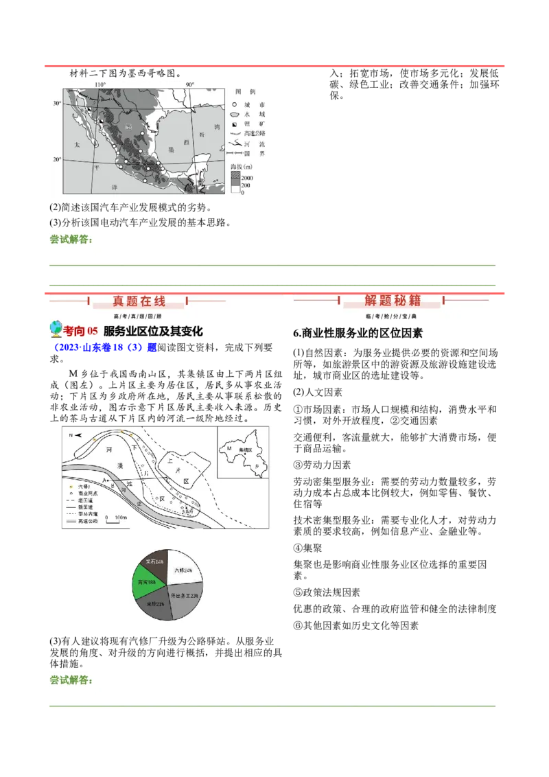 押新高考02小产业、新兴产业与产业转移-备战2024年高考地理临考题号押题（新高考通用）（原卷版）_9.2025地理总复习_2024年新高考资料_5.2024三轮冲刺