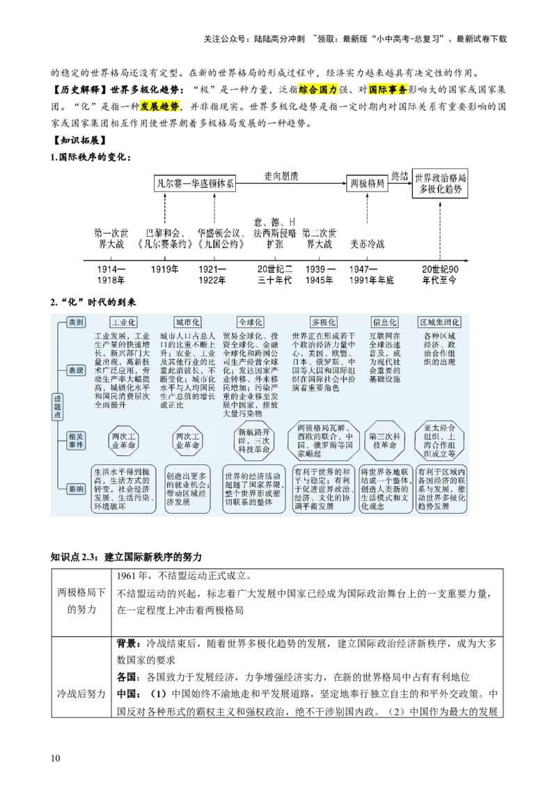 （讲义）专题28走向和平发展的世界（原卷版）_02中考总复习（2026版更新中）_06-历史-中考总复习_2024年中考复习资料_一轮复习_配套讲义（原卷版+解析版）