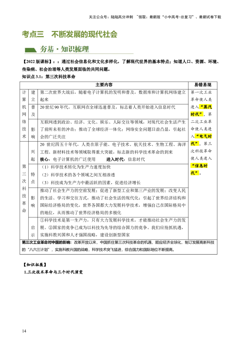 （讲义）专题28走向和平发展的世界（原卷版）_02中考总复习（2026版更新中）_06-历史-中考总复习_2024年中考复习资料_一轮复习_配套讲义（原卷版+解析版）