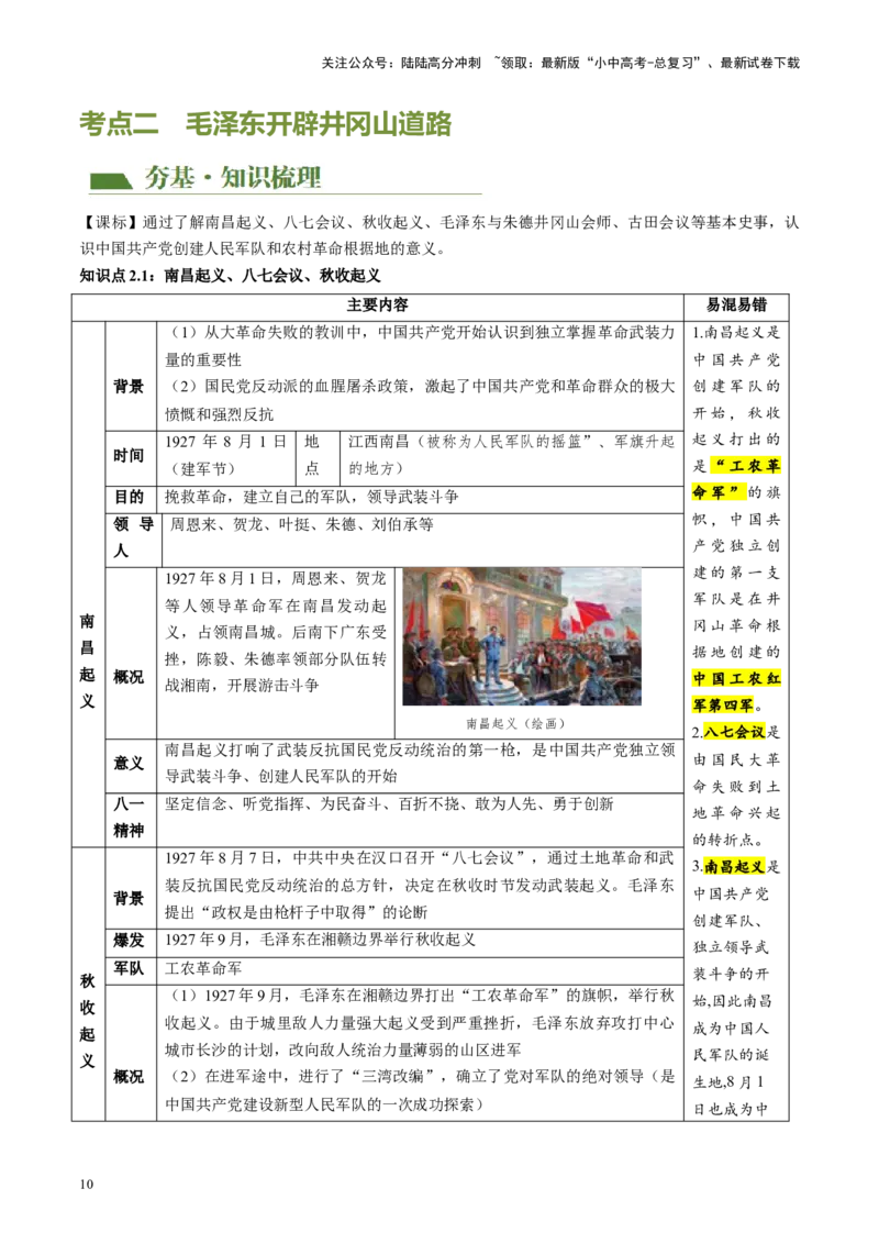 （讲义）专题11从国共合作到国共对立（解析版）_02中考总复习（2026版更新中）_06-历史-中考总复习_2024年中考复习资料_一轮复习_配套讲义（原卷版+解析版）_教师版（含答案解析）