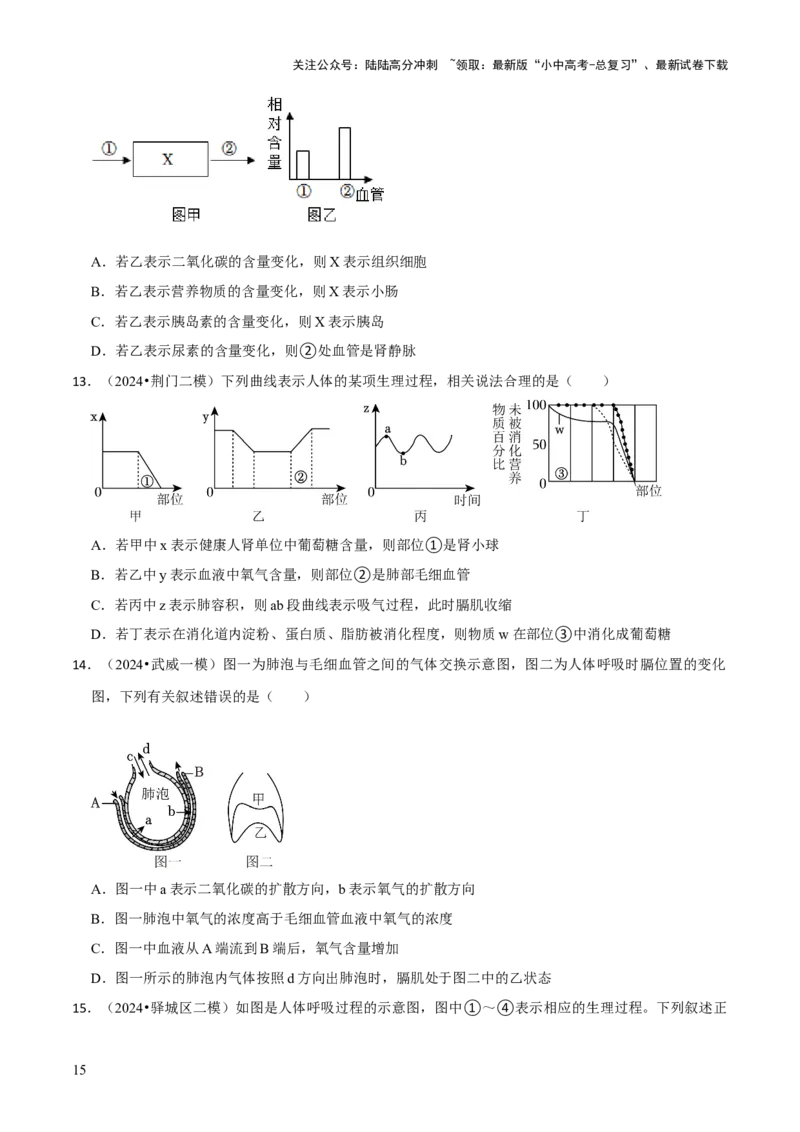 题型突破二过程图作答（原版卷）_02中考总复习（2026版更新中）_08-生物-中考总复习_2024年中考复习资料_三轮复习_查漏补缺2024年中考生物复习冲刺过关（全国通用）_查补能力&middot;提升练