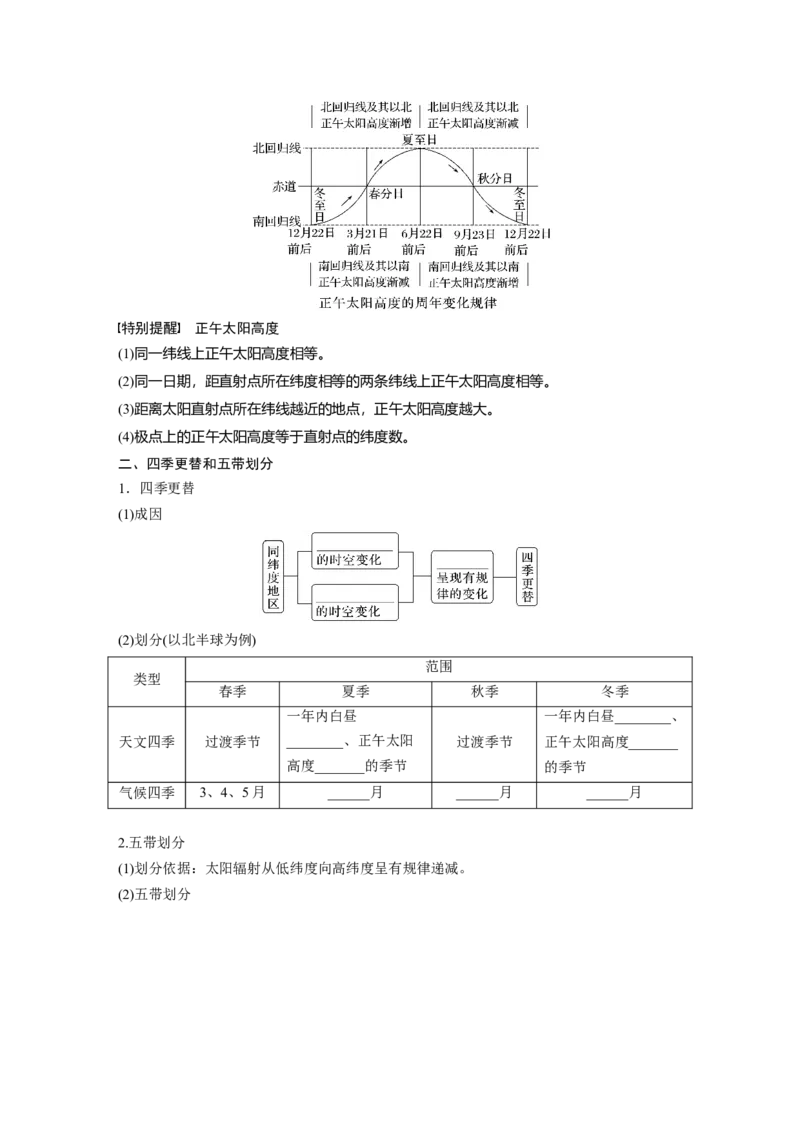 第一部分　第二章　第3讲　课时11　正午太阳高度的变化　四季更替和五带划分_9.2025地理总复习_2024年新高考资料_1.2024一轮复习_2024年高考地理一轮复习讲义（新人教版）_大一轮复习讲义