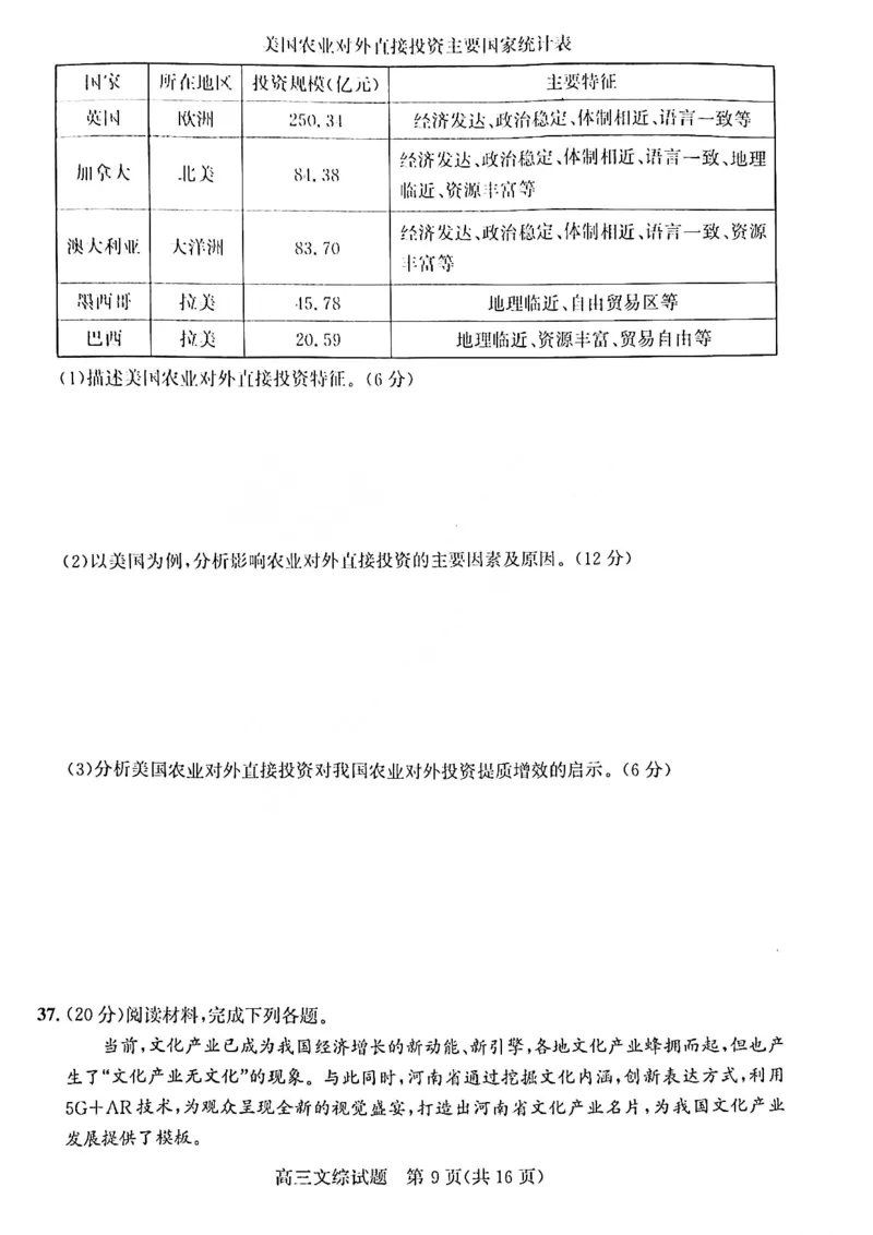 文综试题A卷_9.2025地理总复习_地理高考模拟题_老高考_2023年_2023年1月山西省高三年级适应性调研测试A卷文综_2023年1月山西省高三年级适应性调研测试A卷