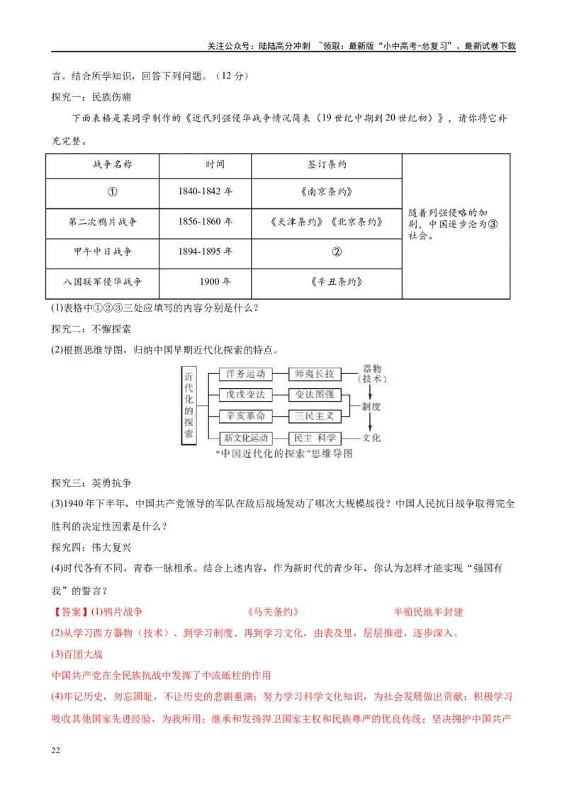 （练习）专题12中华民族的抗日战争与人民解放战争（解析版）_02中考总复习（2026版更新中）_06-历史-中考总复习_2024年中考复习资料_一轮复习_配套练习（原卷版+解析版）