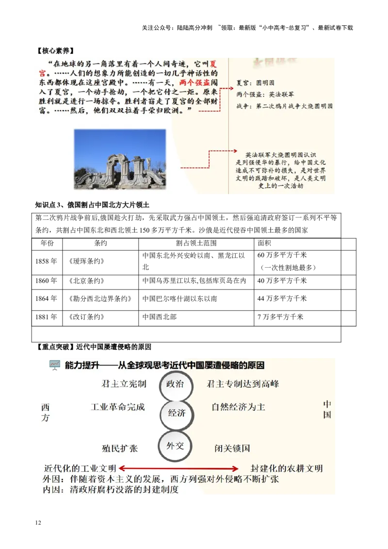 （讲义）专题07中国开始沦为半殖民地半封建社会（原卷版）_02中考总复习（2026版更新中）_06-历史-中考总复习_2024年中考复习资料_一轮复习_配套讲义（原卷版+解析版）