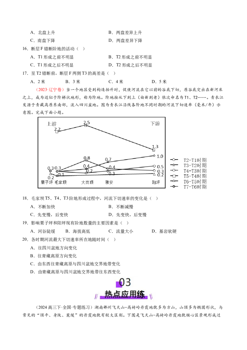 第14讲外力作用与地表形态（含河流地貌、河流冲淤）（练习）（原卷版）_9.2025地理总复习_2025年新高考资料_一轮复习_2025年高考地理一轮复习讲练测（新教材新高考）