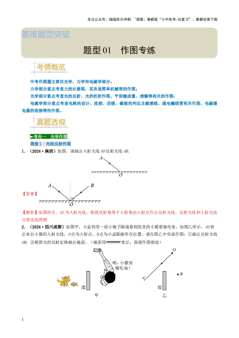 题型01作图专练-备战2025年中考物理真题题源解密（全国通用）（解析版）_02中考总复习（2026版更新中）_04-物理-中考总复习_2025年中考复习资料