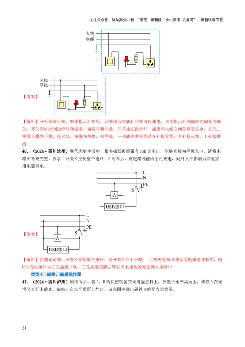 题型01作图专练-备战2025年中考物理真题题源解密（全国通用）（解析版）_02中考总复习（2026版更新中）_04-物理-中考总复习_2025年中考复习资料