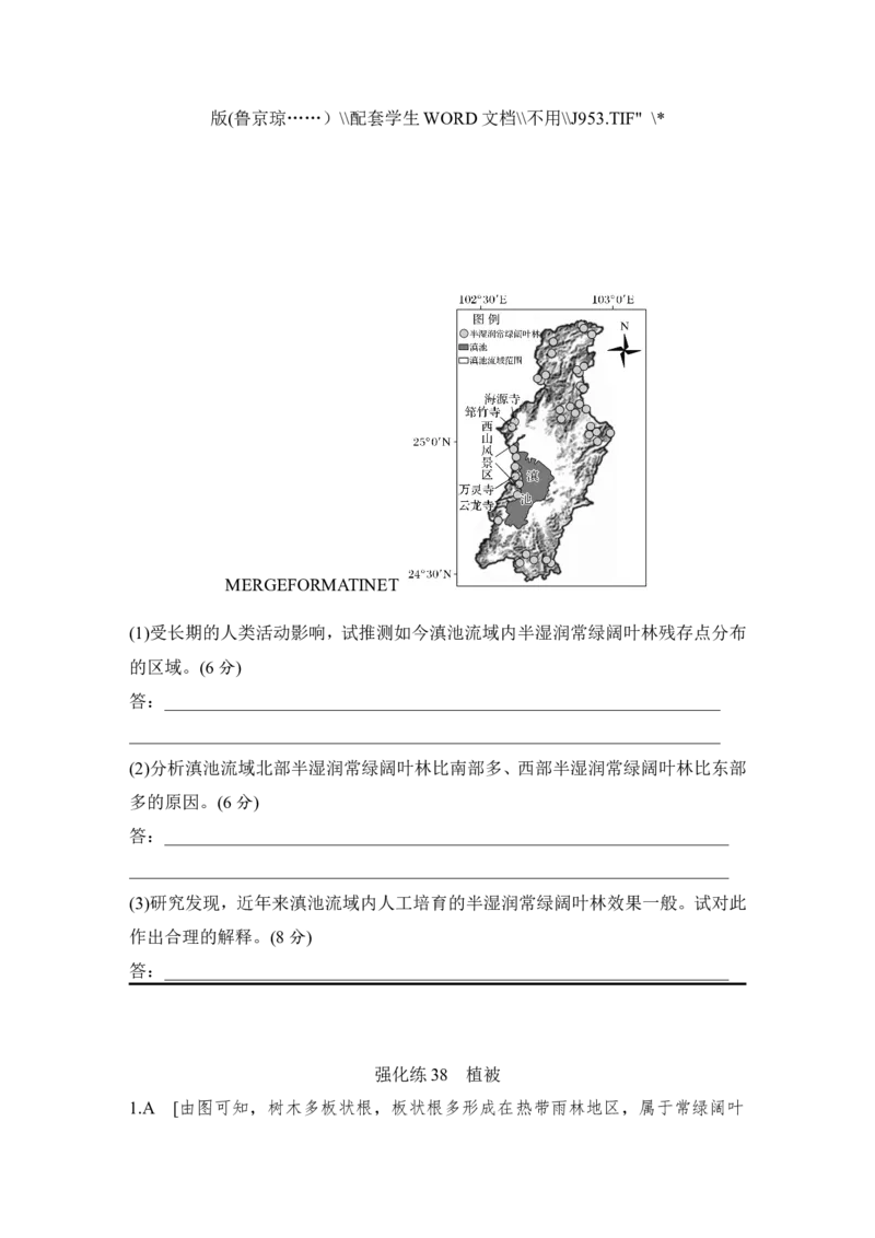 强化练38植被_9.2025地理总复习_2025年新高考资料_一轮复习_2025年高考地理一轮复习强化练(课件＋文档)（完结）