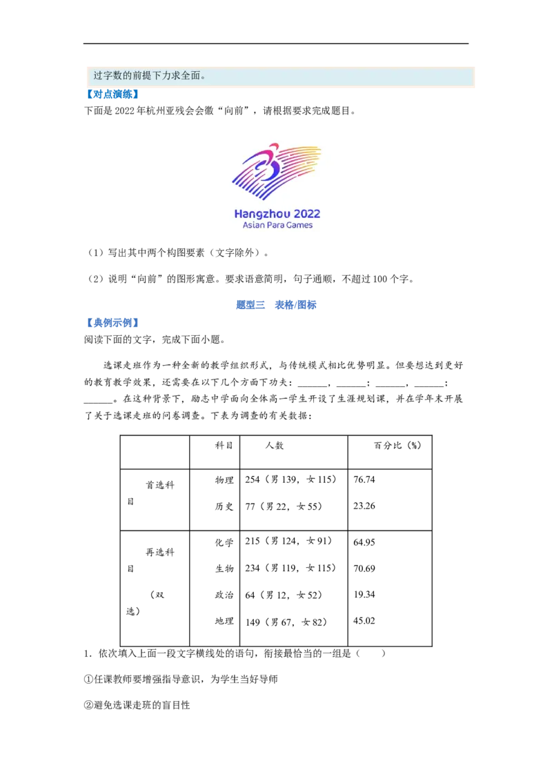 专题09图文转换-2023年高考语文毕业班二轮热点题型归纳与变式演练（全国通用）（原卷版）_1.2025语文总复习_赠送：通用版（老高考）复习资料_二轮复习