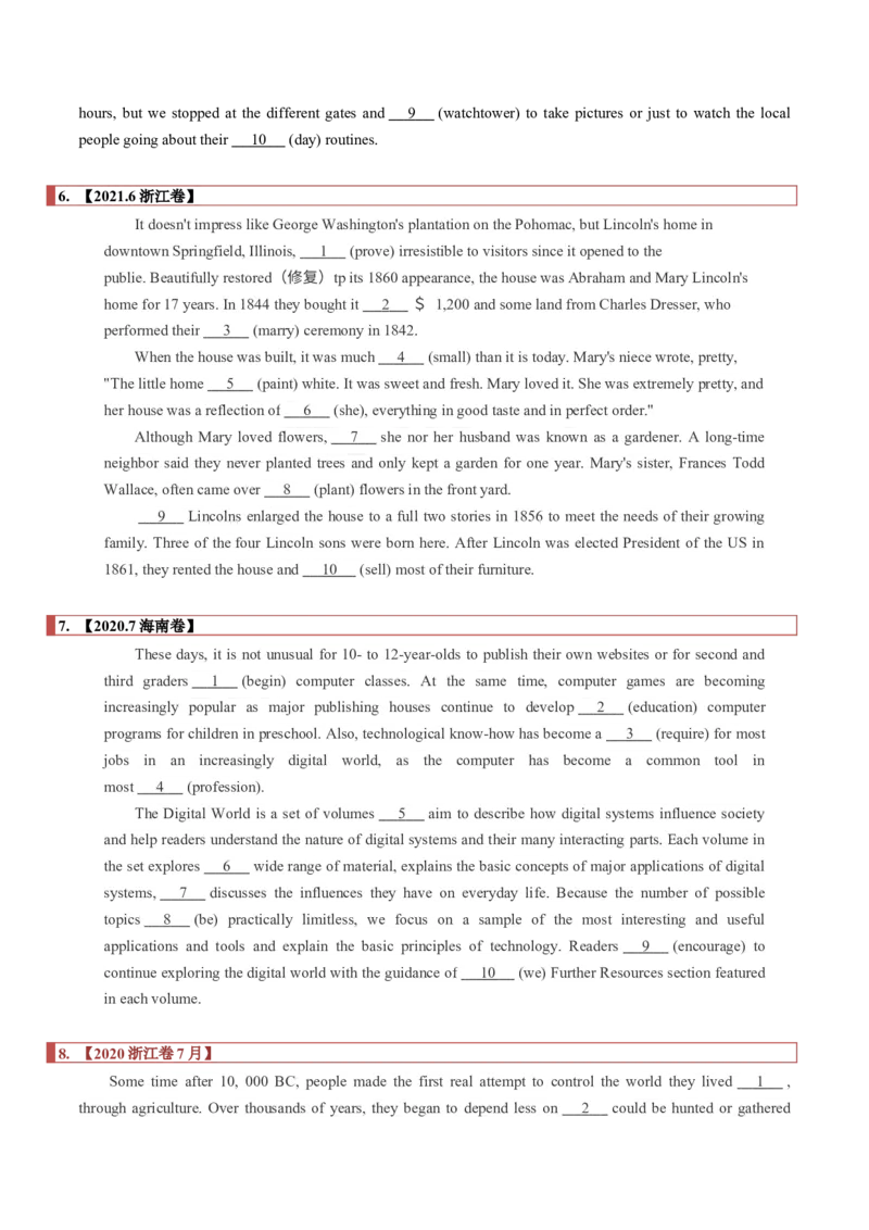 专题20语法填空之无提示词（原卷版）_3.2025英语总复习_2023年新高考资料_二轮复习_2023年高考英语毕业班二轮热点题型归纳与变式演练（新高考专用）288150943