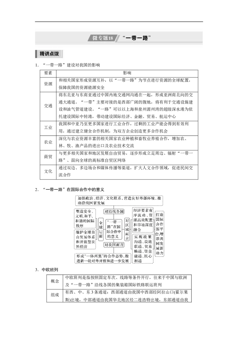 第1部分专题9微专题18　&ldquo;1带1路&rdquo;_9.2025地理总复习_赠品通用版（老高考）复习资料_二轮复习_2023年高考地理二轮复习讲义+课件（全国版）_2023年高考地理二轮复习讲义（全国版）