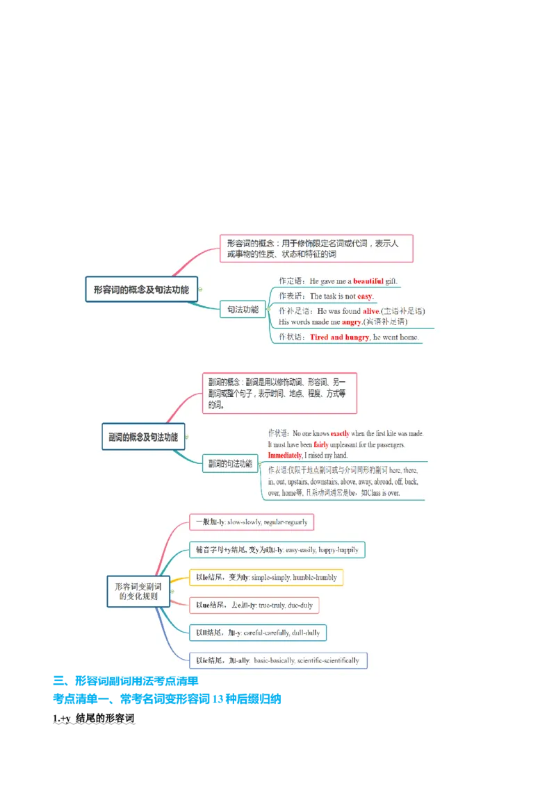 专题23形容词副词七类十二个高频考点（讲案）解析版_3.2025英语总复习_2025年新高考资料_一轮复习_2025年高考英语一轮复习知识清单