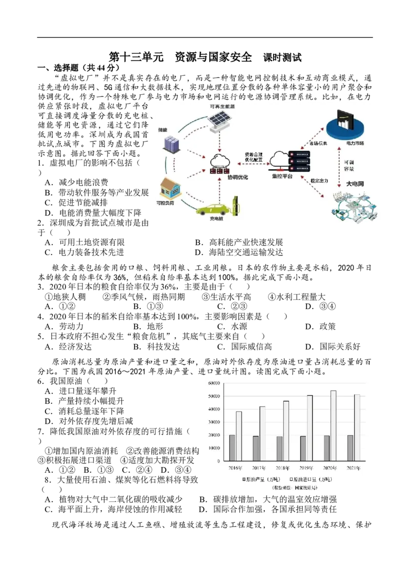 测13资源与国家安全-考点聚焦2023年高考地理总复习讲练测_9.2025地理总复习_赠品通用版（老高考）复习资料_专项复习_考点聚焦2023年高考地理总复习讲练测