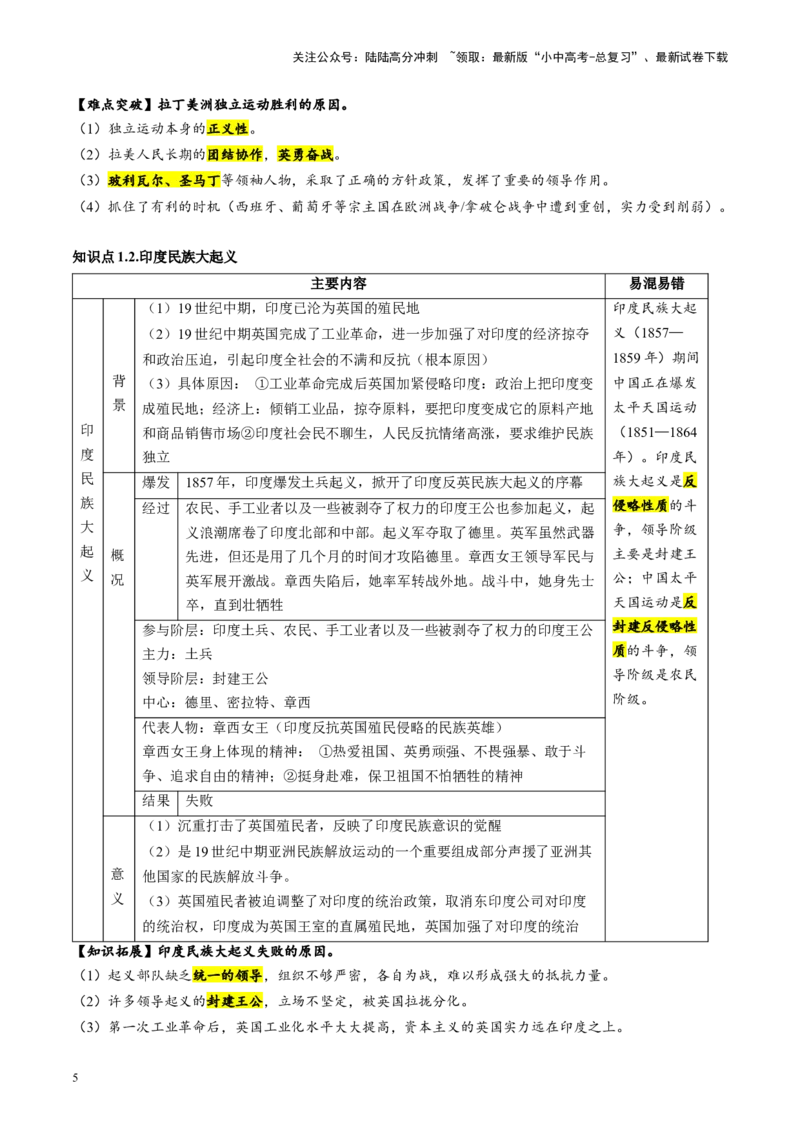 （讲义）专题23殖民地人民的反抗与资本主义制度的扩展（解析版）_02中考总复习（2026版更新中）_06-历史-中考总复习_2024年中考复习资料_一轮复习_配套讲义（原卷版+解析版）