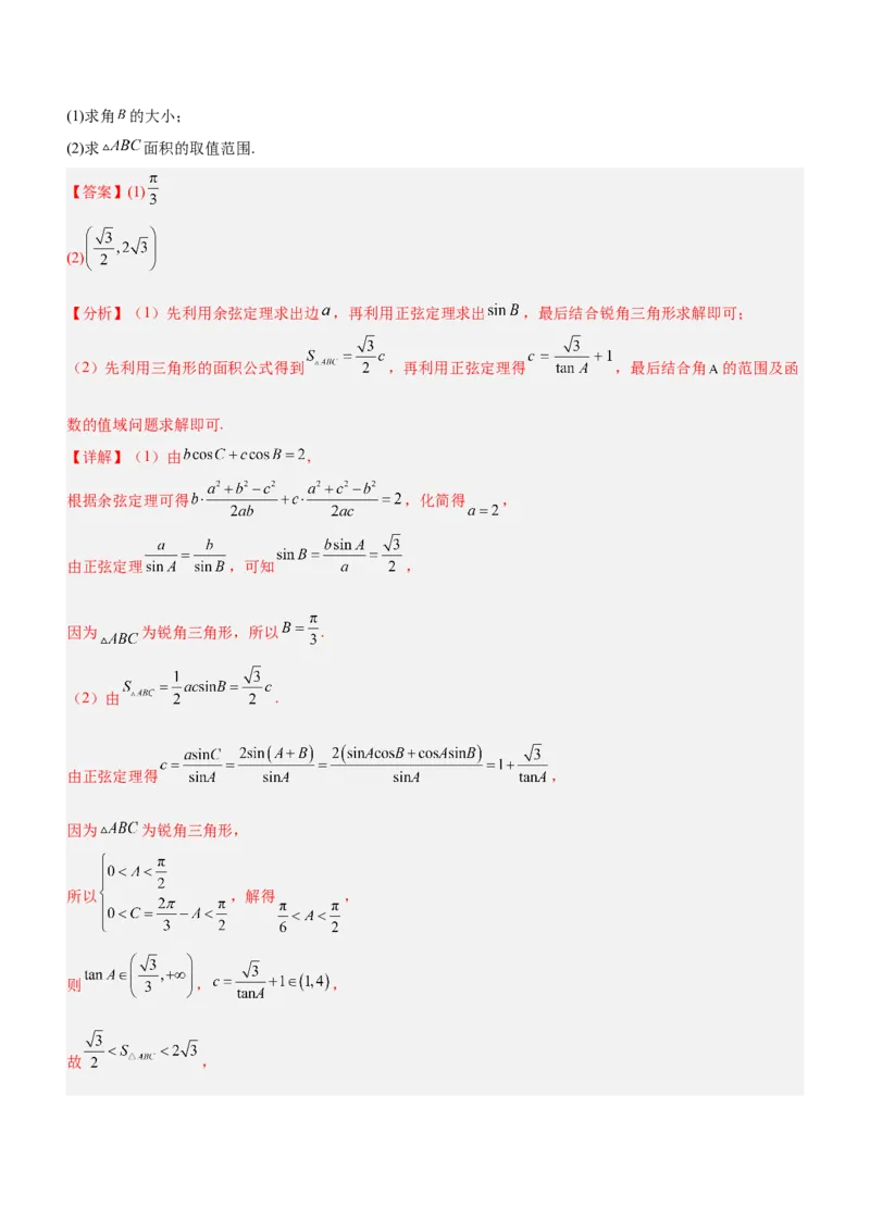 专题10解三角形问题（练）解析版_2.2025数学总复习_2023年新高考资料_二轮复习_备战2023年高考数学二轮复习考点精讲练（新教材&middot;新高考）