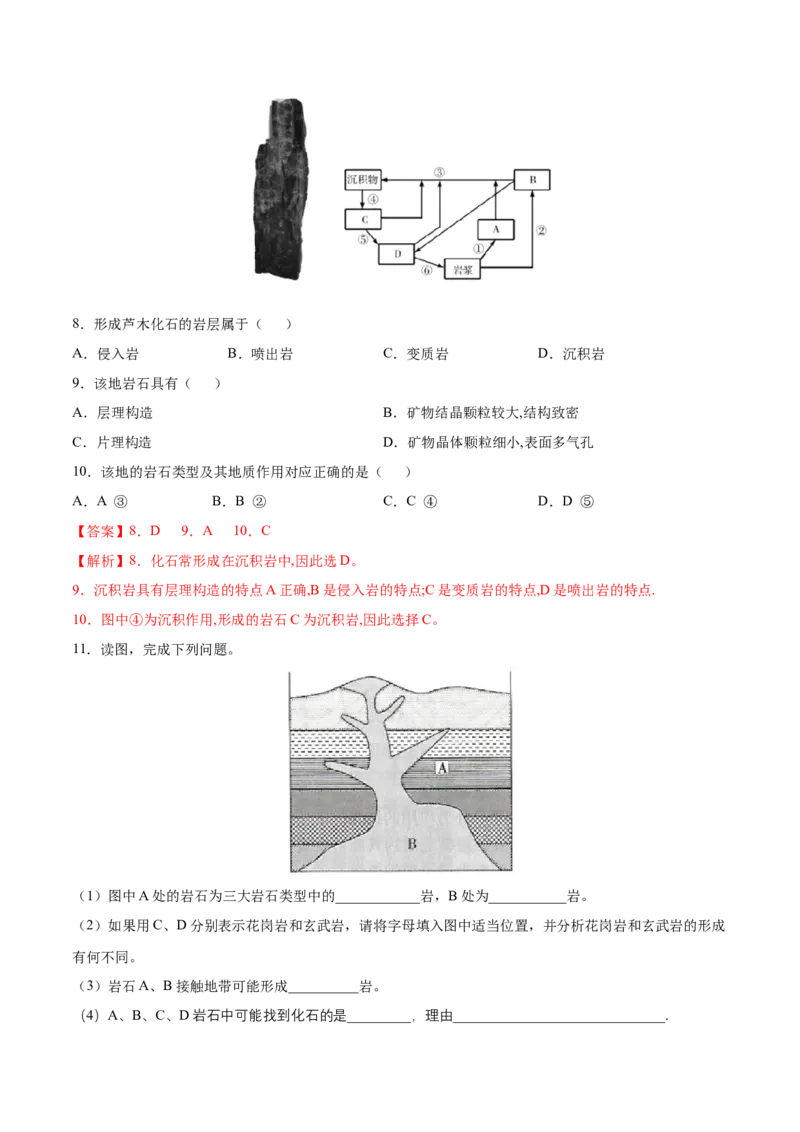 第5讲地壳的物质组成和物质循环-备战2023年高考地理一轮复习讲义+练习（全国通用）（解析版）_9.2025地理总复习_2023年新高考复习资料_一轮复习_备战2023年高考地理一轮复习讲义+练习