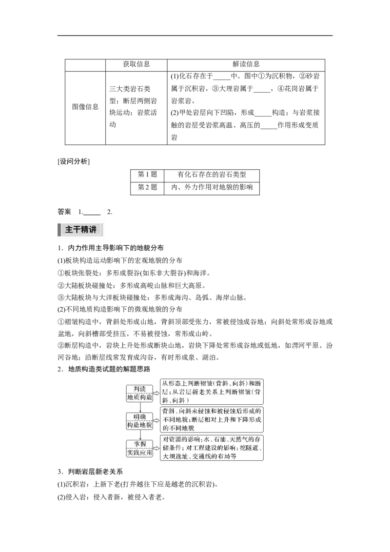 第1部分专题4考点1　内力作用对地表形态的影响_9.2025地理总复习_赠品通用版（老高考）复习资料_二轮复习_2023年高考地理二轮复习讲义+课件（全国版）_学生版_学生用书Word版文档