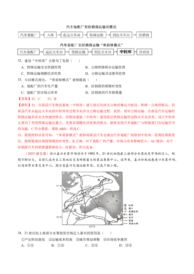 查补知识&middot;通关练专题08产业发展与交通建设（解析版）_9.2025地理总复习_2024年新高考资料_5.2024三轮冲刺_查漏补缺2024年高考地理复习冲刺过关（新高考通用）
