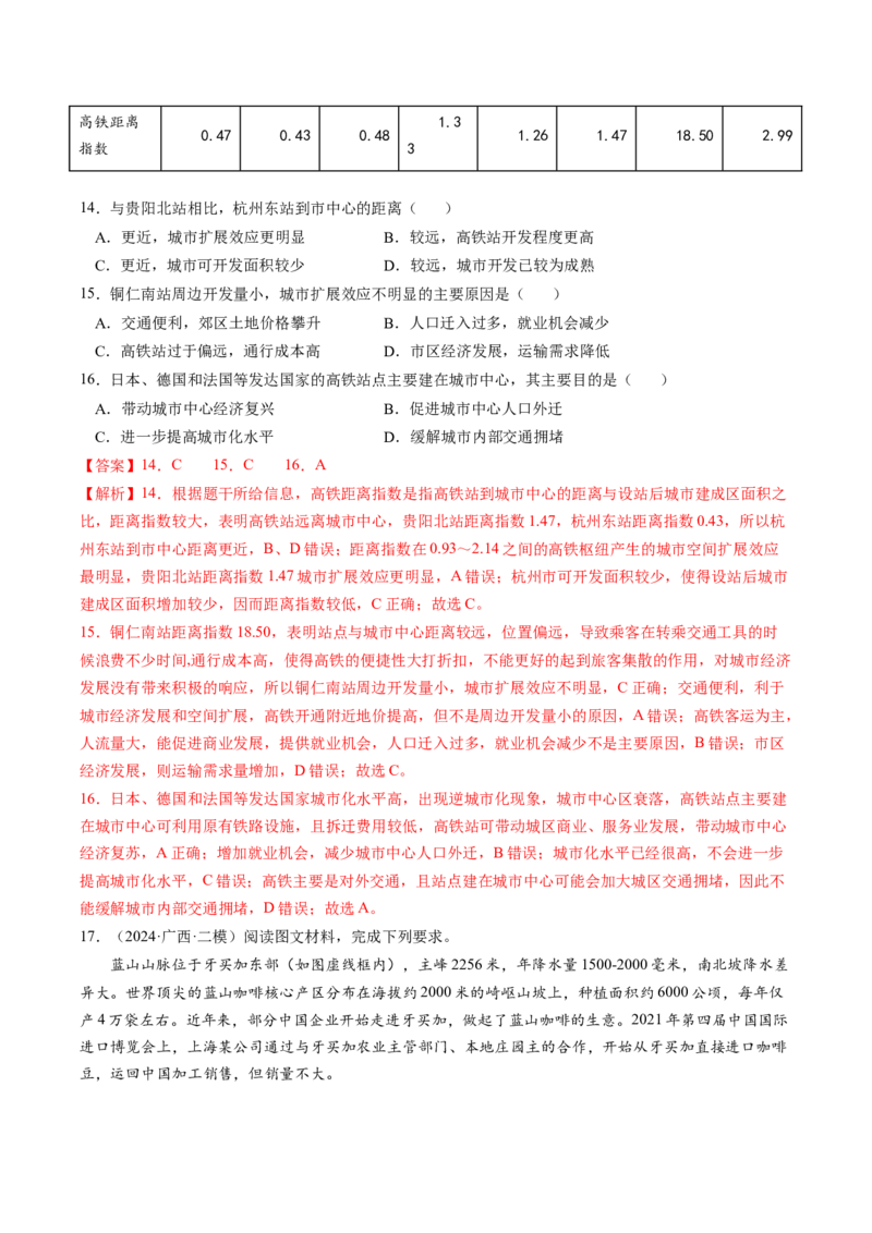 查补知识&middot;通关练专题08产业发展与交通建设（解析版）_9.2025地理总复习_2024年新高考资料_5.2024三轮冲刺_查漏补缺2024年高考地理复习冲刺过关（新高考通用）