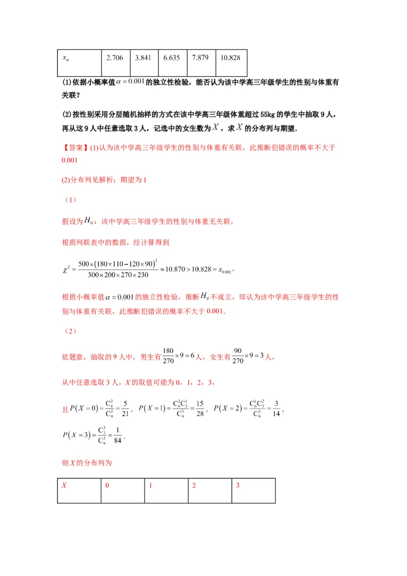 专题10-2概率统计（解答题）(解析版）_2.2025数学总复习_2023年新高考资料_二轮复习_2023年高考数学二轮热点题型归纳演练（新高考专用）