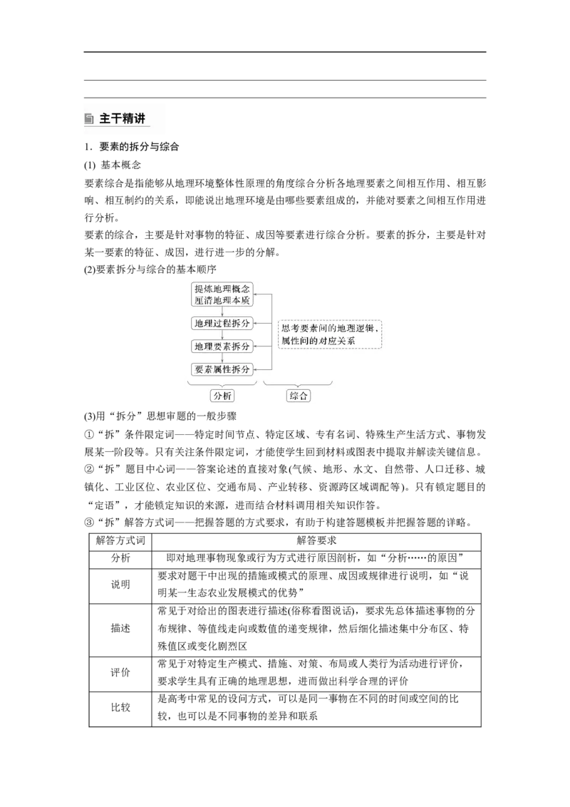 第一部分　素养2　专题4　主题1　自然地理要素的拆分与综合_9.2025地理总复习_2025年新高考资料_二轮复习_2025年高考地理二轮复习讲义+专题强化练（学生版）_复习讲义