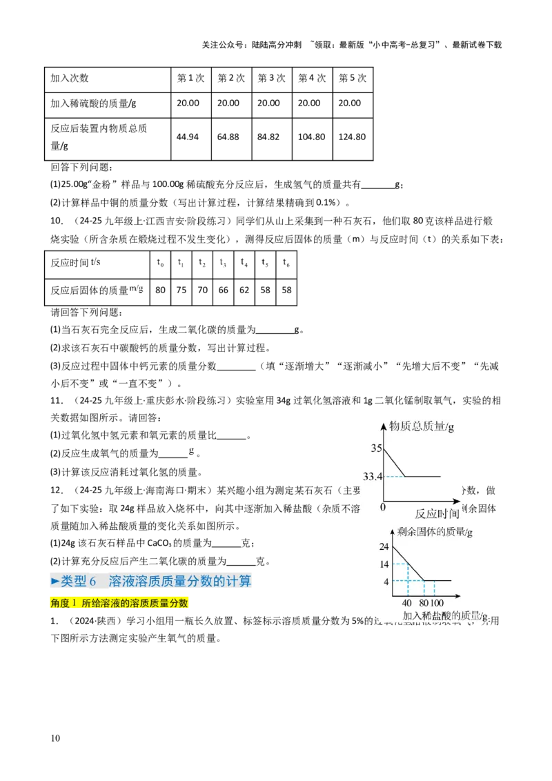 题型04化学计算题（原卷版）_02中考总复习（2026版更新中）_05-化学-中考总复习_2025年中考复习资料_备战2025年中考化学真题题源解密