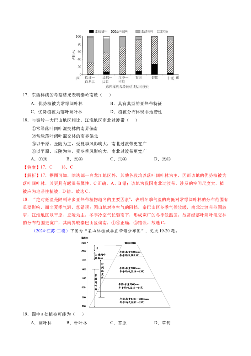押题09自然地理环境的整体性与差异性-备战2024年高考地理临考题型押题（辽宁卷）（解析版）_9.2025地理总复习_2024年新高考资料_5.2024三轮冲刺