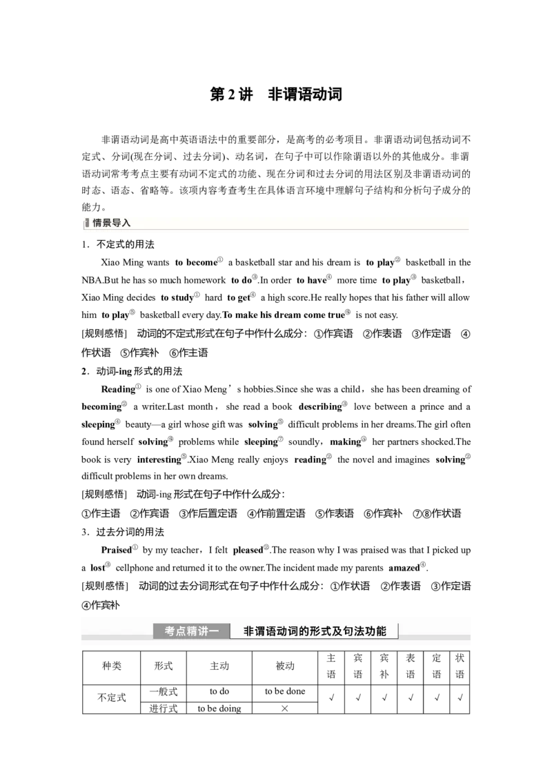 专题一　第2讲　非谓语动词_3.2025英语总复习_2024年新高考资料_1.2024一轮复习_2024年高考英语一轮复习讲义（新人教版）_学生版在此文件夹（讲义、练习等的学生版均在此文件夹）