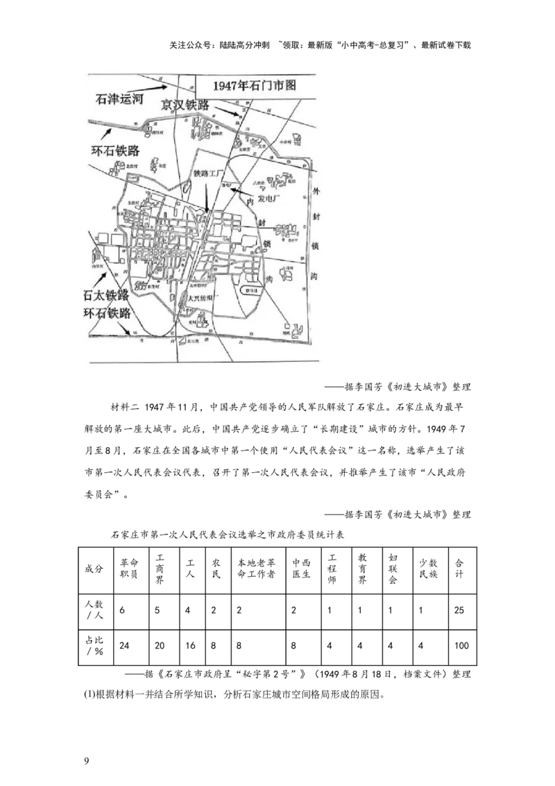 （河北专用）中考历史真题汇编：综合材料题-5年（2020-2024）中考真题+1年模拟真题汇编_02中考总复习（2026版更新中）_06-历史-中考总复习_2025年中考复习资料