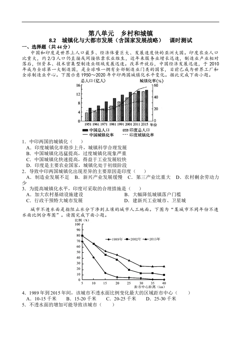 测8.2城镇化与大都市发展（含国家发展战略）-考点聚焦2023年高考地理总复习讲练测_9.2025地理总复习_赠品通用版（老高考）复习资料_专项复习