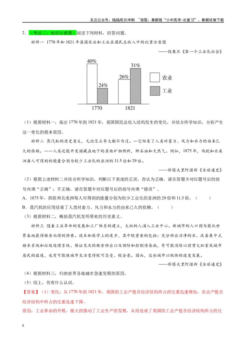 （练习）专题24第二次工业革命和近代科学文化（解析版）_02中考总复习（2026版更新中）_06-历史-中考总复习_2024年中考复习资料_一轮复习_配套练习（原卷版+解析版）