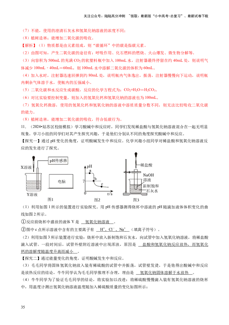 题型04科学探究题（解析版）_02中考总复习（2026版更新中）_05-化学-中考总复习_2024年中考复习资料_三轮复习_查漏补缺2024年中考化学复习冲刺过关（全国通用）_查补能力&bull;提升练