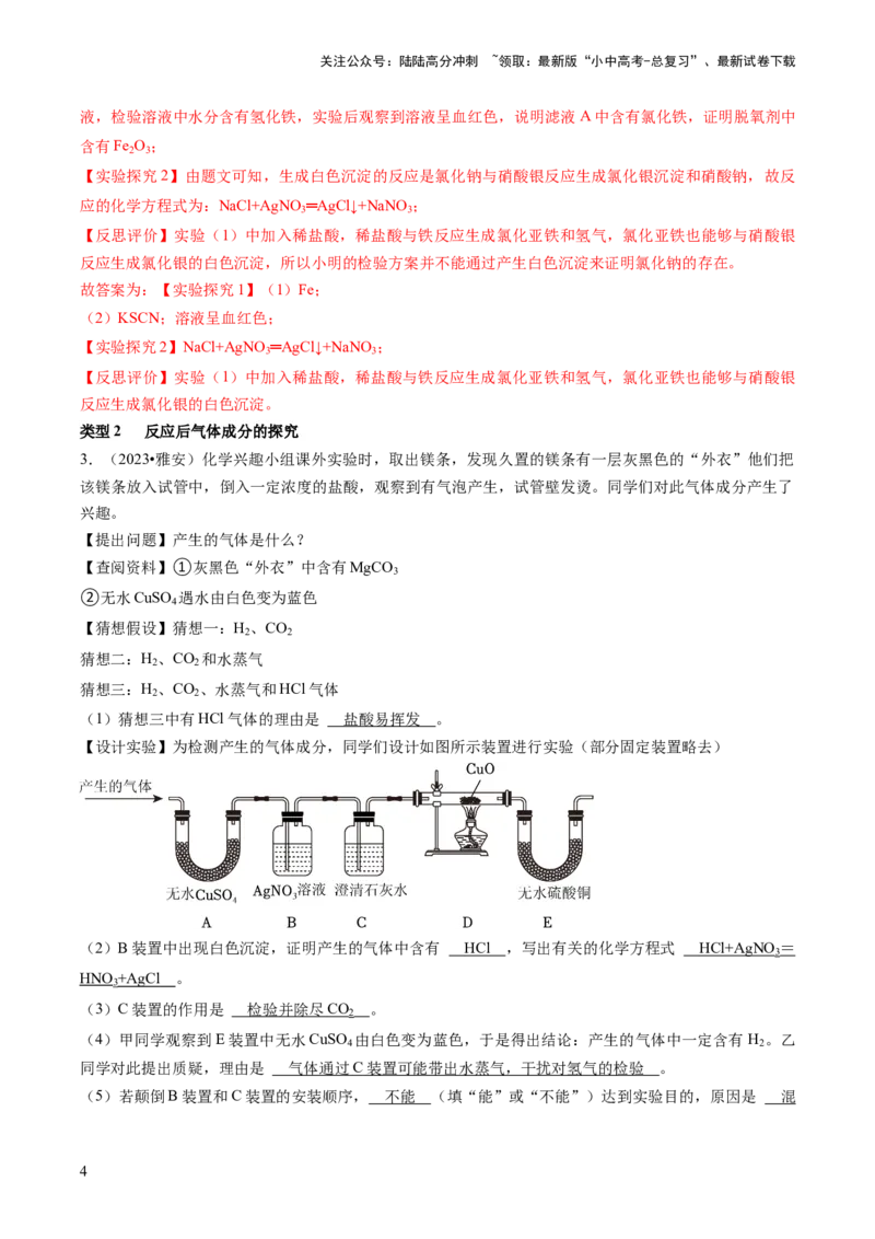 题型04科学探究题（解析版）_02中考总复习（2026版更新中）_05-化学-中考总复习_2024年中考复习资料_三轮复习_查漏补缺2024年中考化学复习冲刺过关（全国通用）_查补能力&bull;提升练