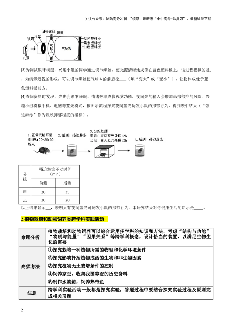 题型05生物学与社会.跨学科实践解题技巧（原卷版）_02中考总复习（2026版更新中）_08-生物-中考总复习_2025中考复习资料_2025年中考生物答题方法模板