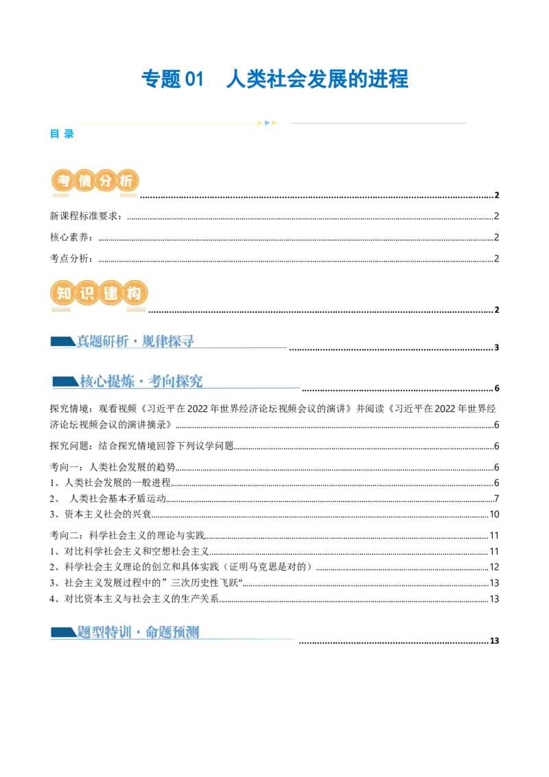 专题01人类社会发展的进程（讲义）（解析版）_8.2025政治总复习_2024年新高考资料_2.2024二轮复习_2024年高考政治二轮复习讲练测（新教材新高考）